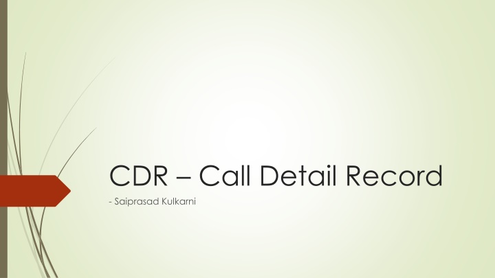 cdr call detail record saiprasad kulkarni
