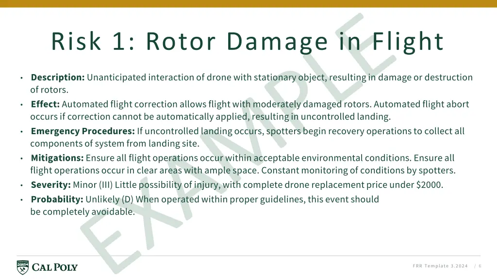 risk 1 rotor damage in flight