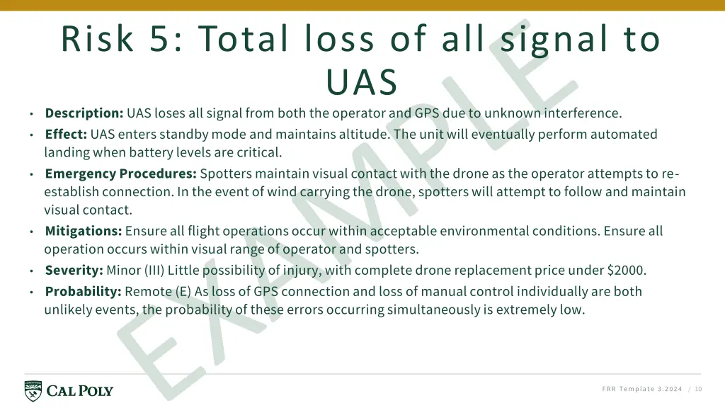 risk 5 total loss of all signal to uas