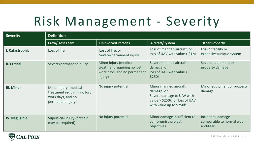 risk management severity