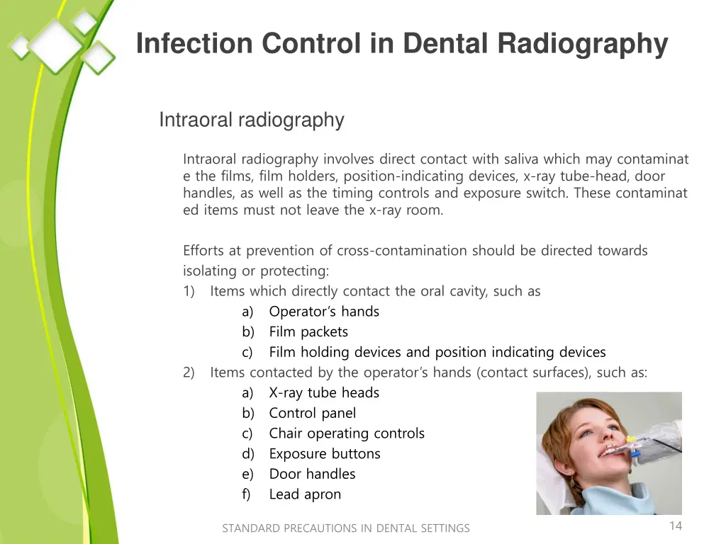 infection control in dental radiography