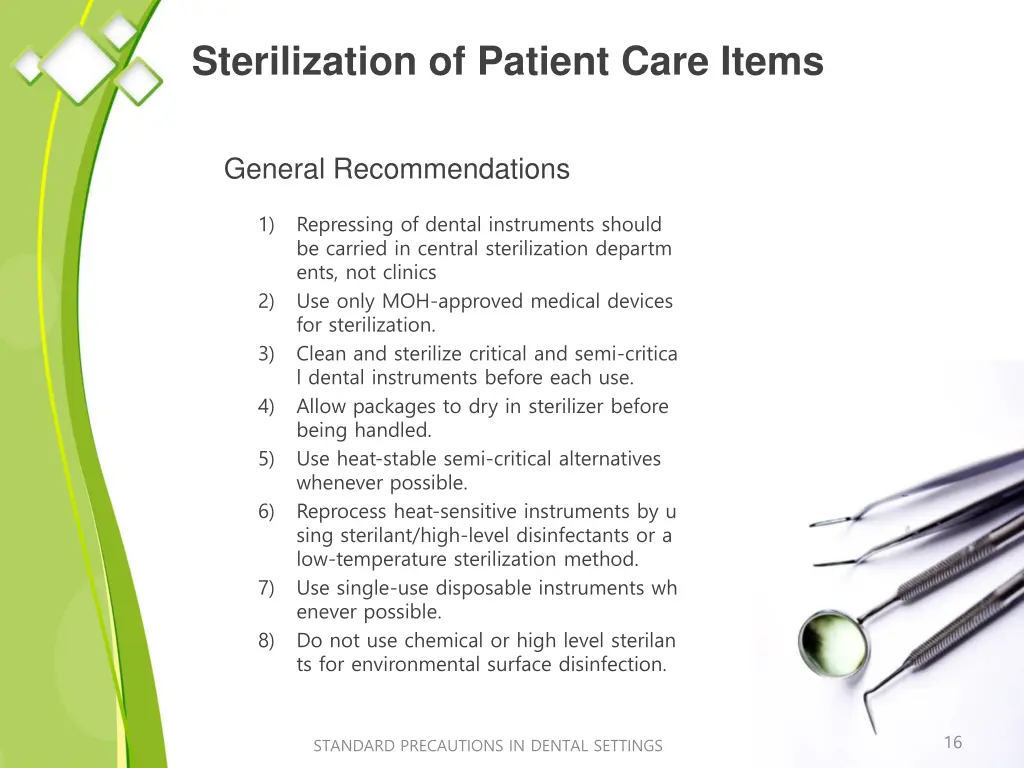 sterilization of patient care items
