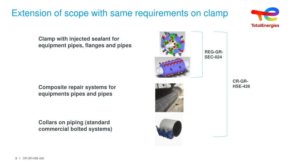 extension of scope with same requirements on clamp