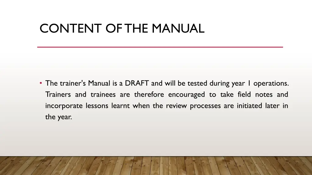 content of the manual 2