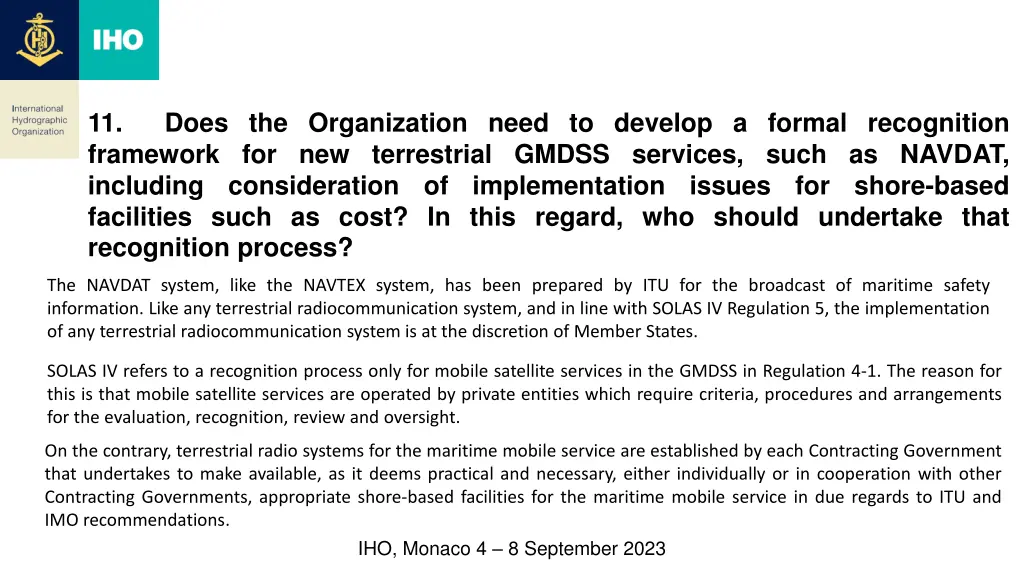 11 framework for new terrestrial gmdss services