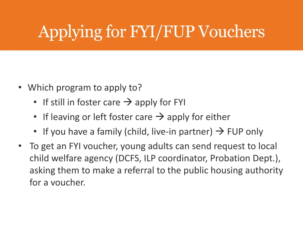 applying for fyi fup vouchers