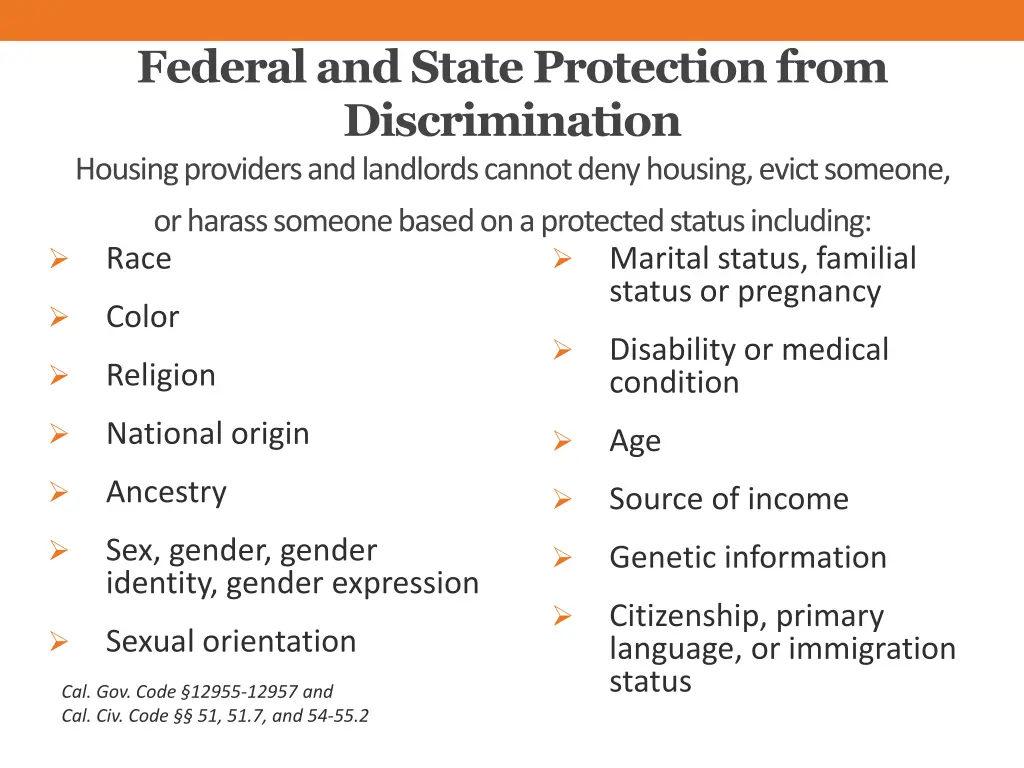 federal and state protection from discrimination