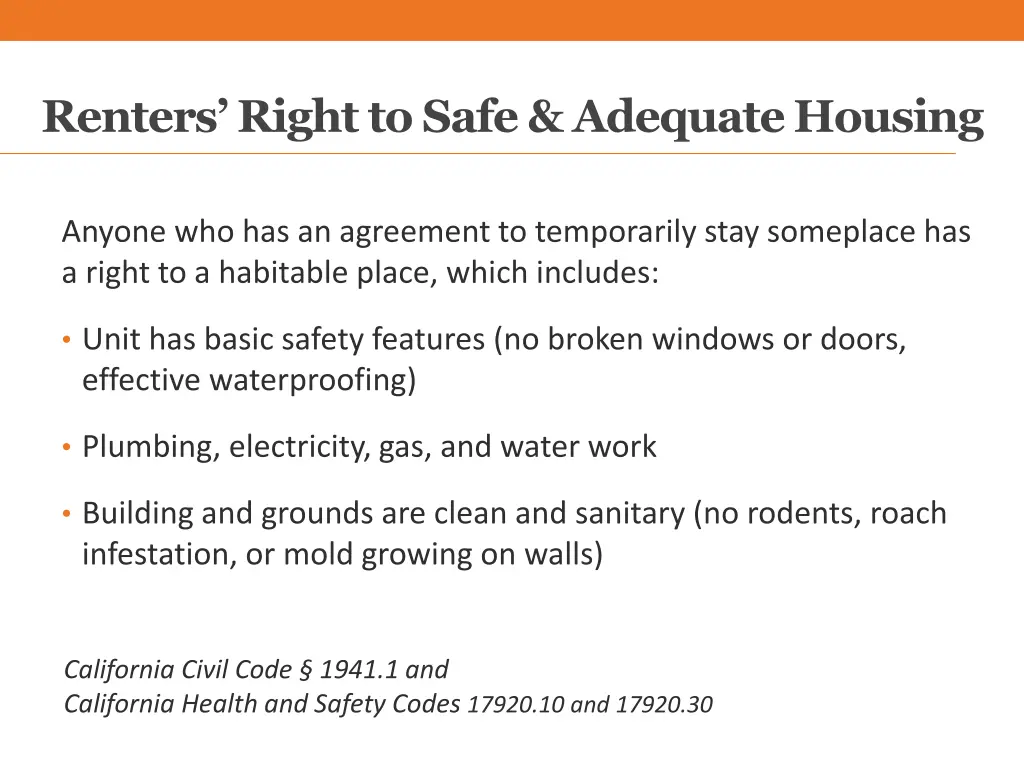 renters right to safe adequate housing