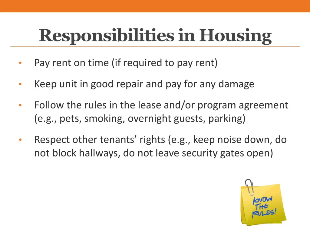 responsibilities in housing 1