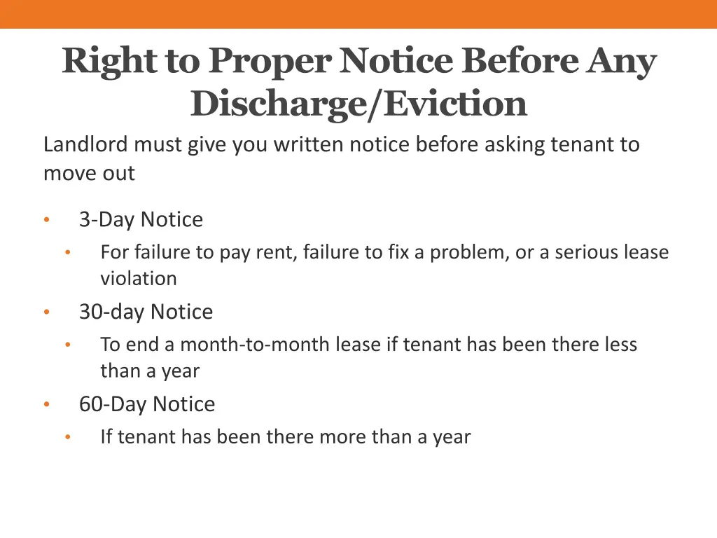 right to proper notice before any discharge