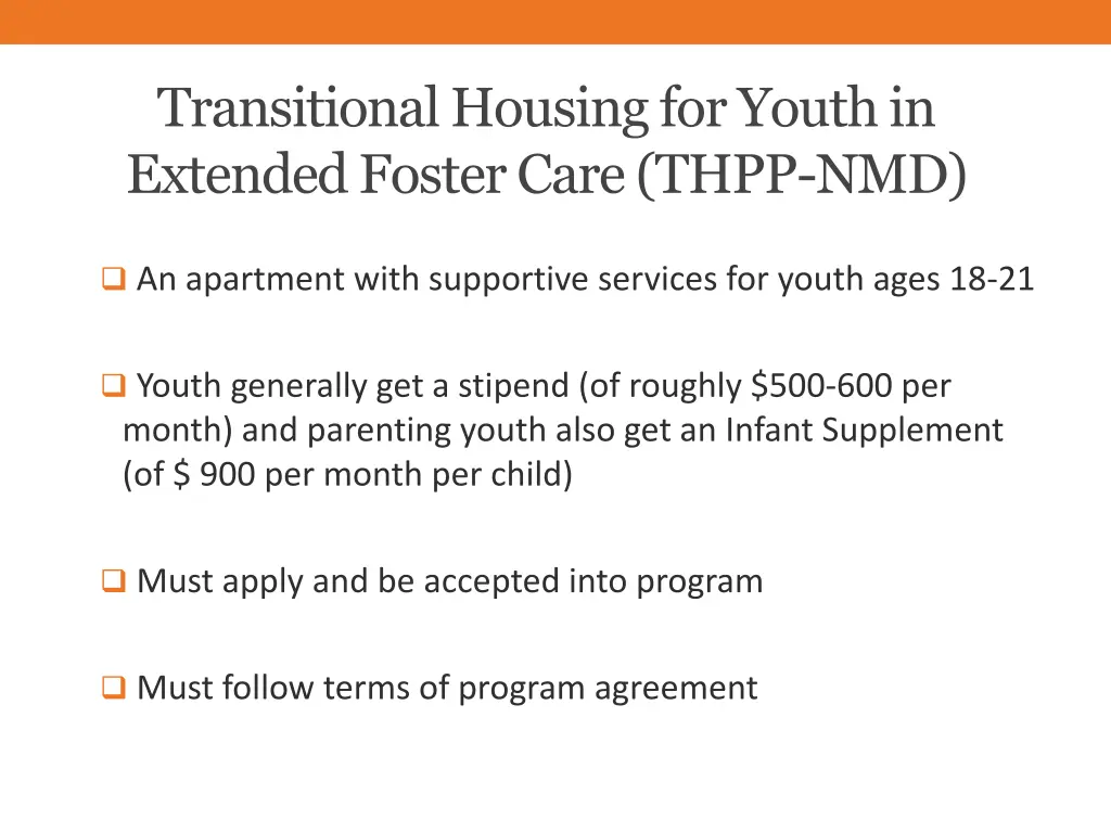 transitional housing for youth in extended foster