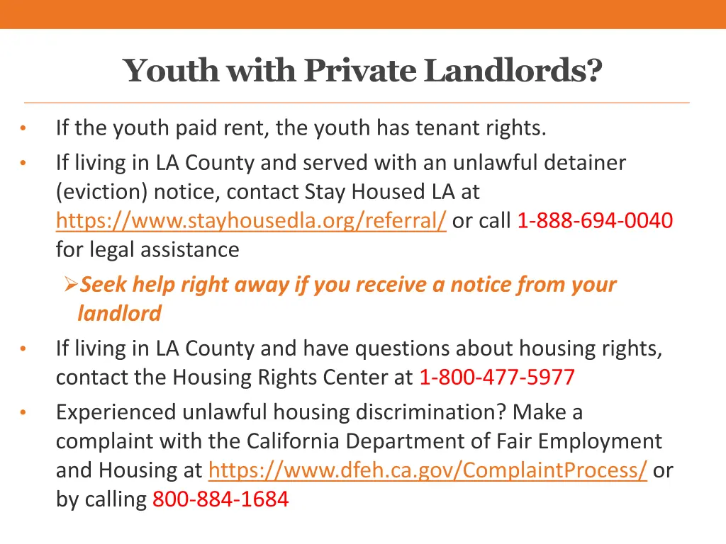 youth with private landlords