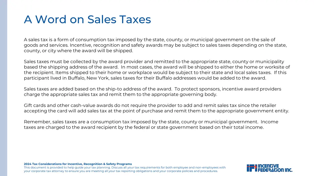 a word on sales taxes