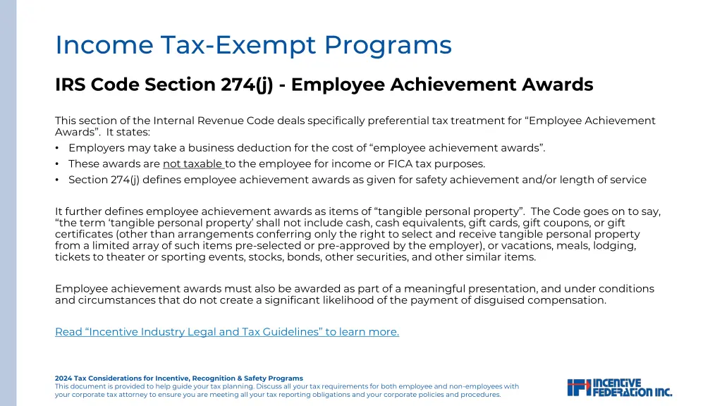 income tax exempt programs 1