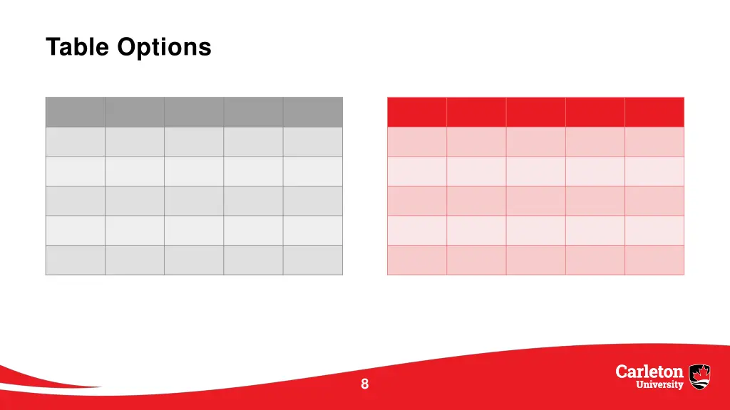 table options