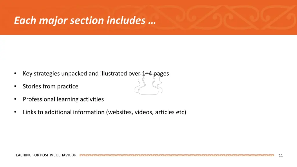 each major section includes