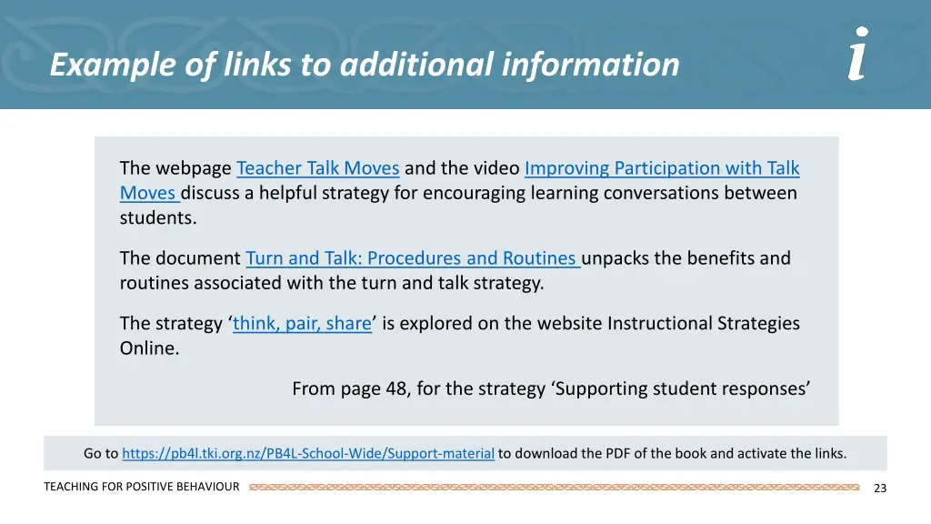 example of links to additional information