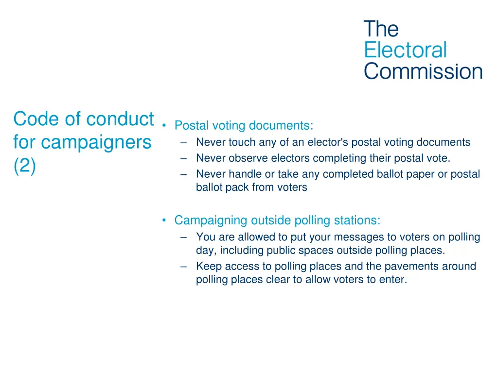 code of conduct for campaigners 2