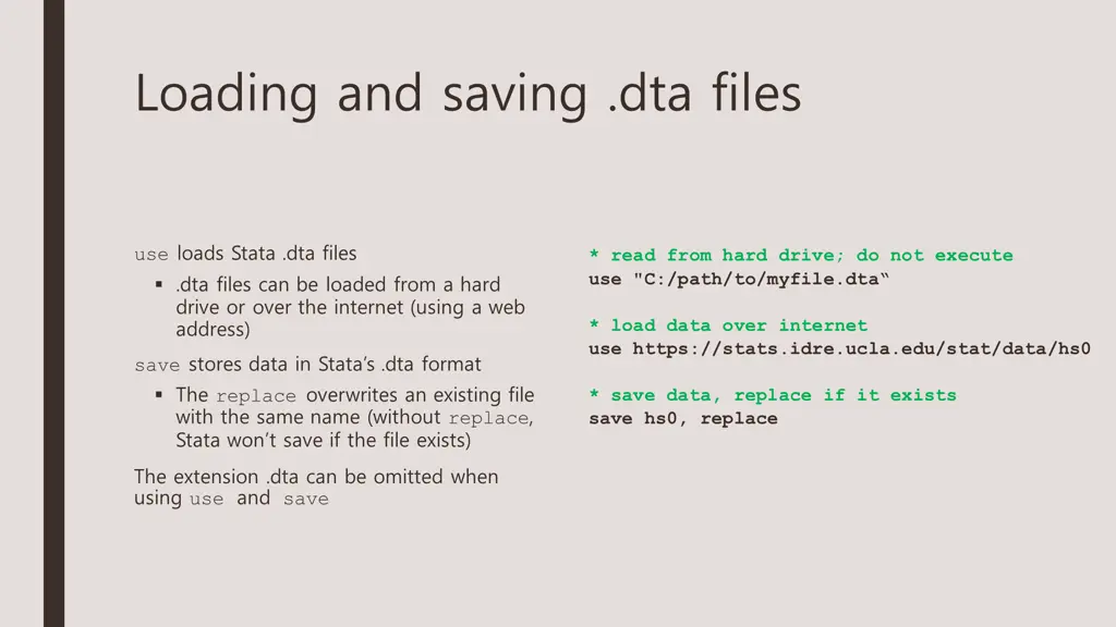 loading and saving dta files