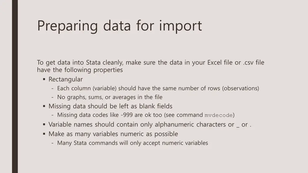 preparing data for import