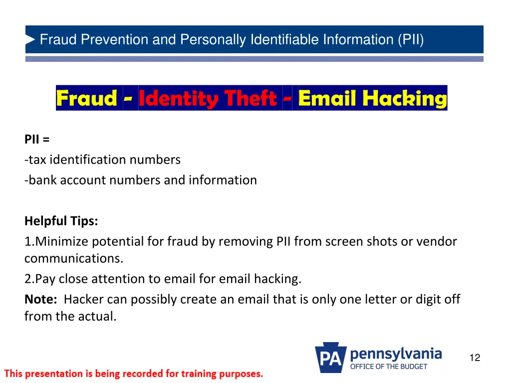 fraud prevention and personally identifiable