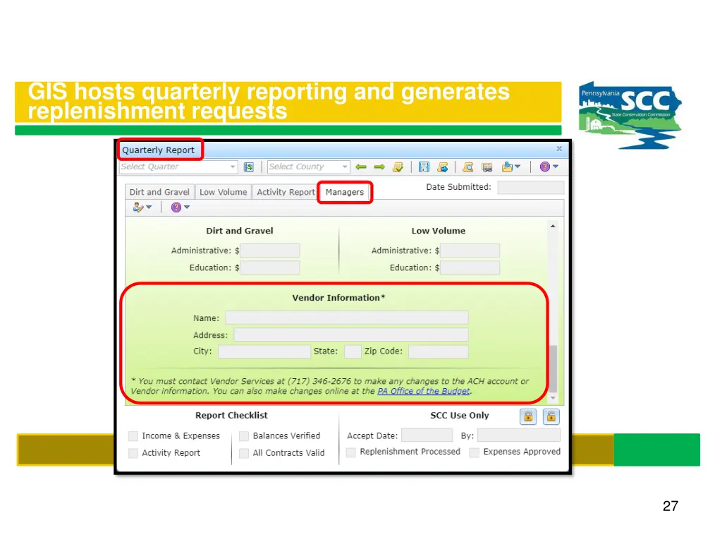 gis hosts quarterly reporting and generates 1