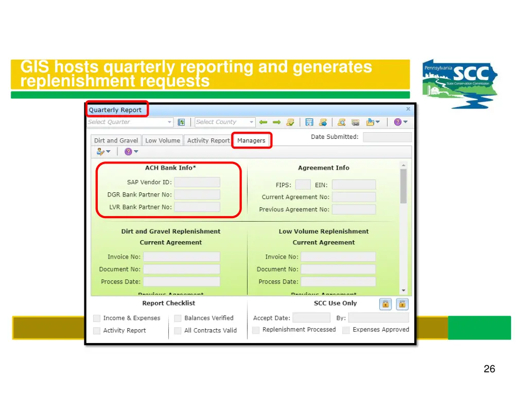 gis hosts quarterly reporting and generates