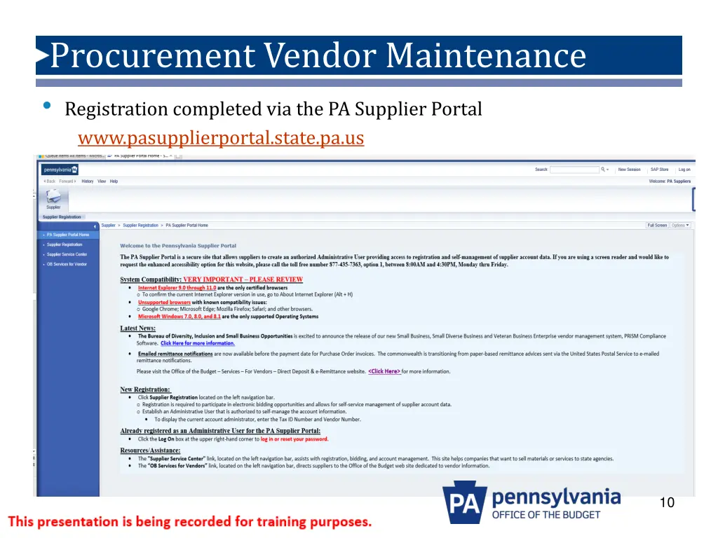 procurement vendor maintenance