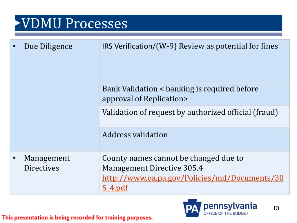 vdmu processes