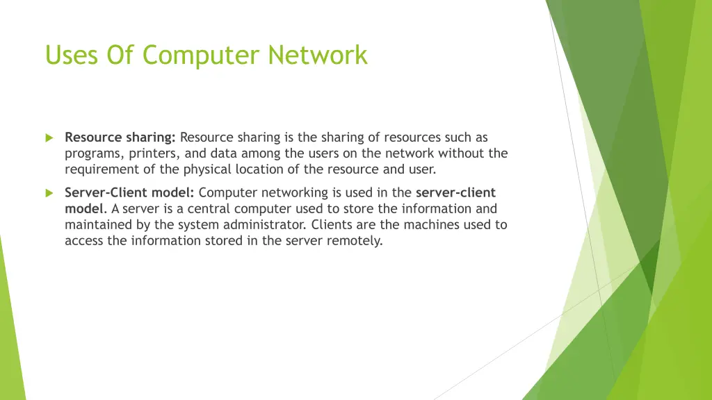uses of computer network