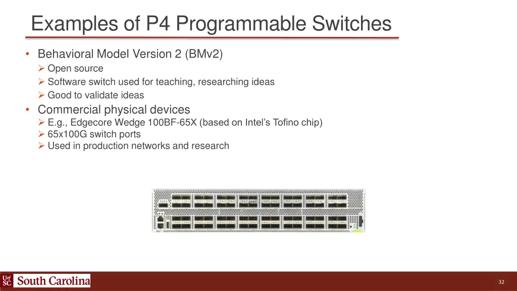 examples of p4 programmable switches
