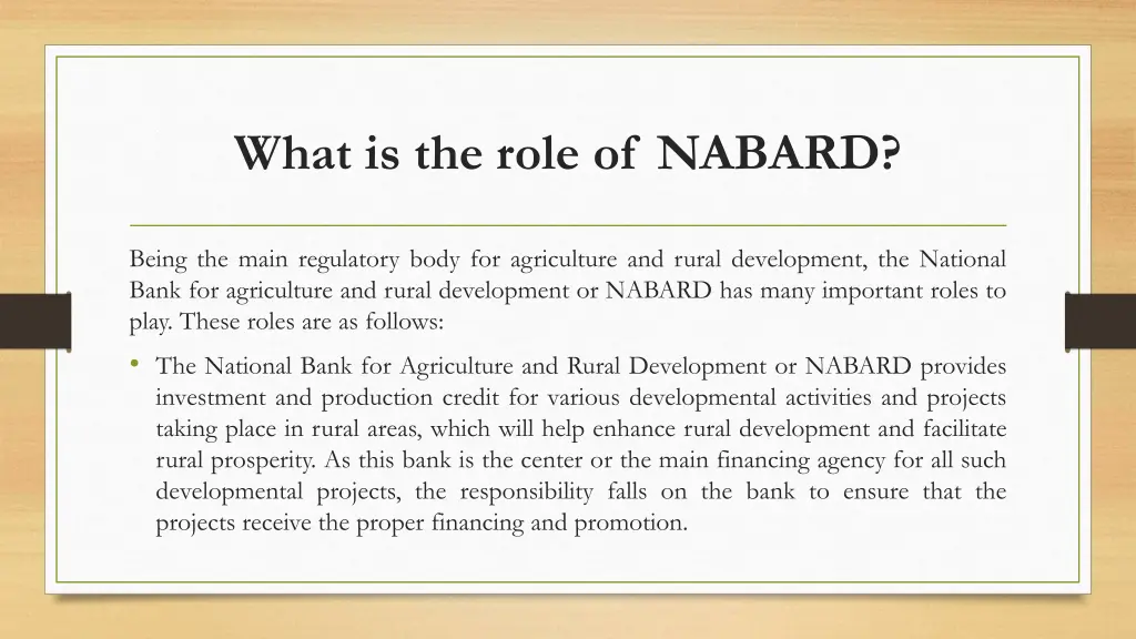 what is the role of nabard 1