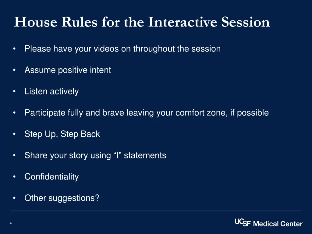 house rules for the interactive session