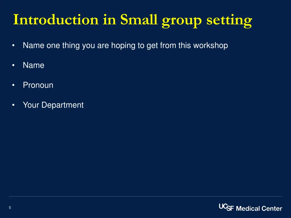 introduction in small group setting