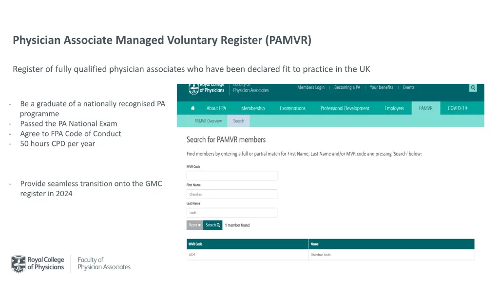 physician associate managed voluntary register