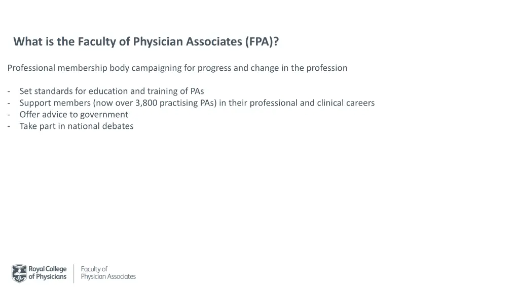 what is the faculty of physician associates fpa