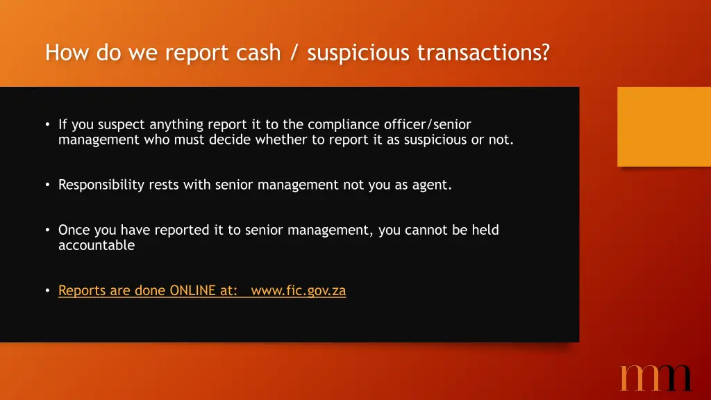 how do we report cash suspicious transactions