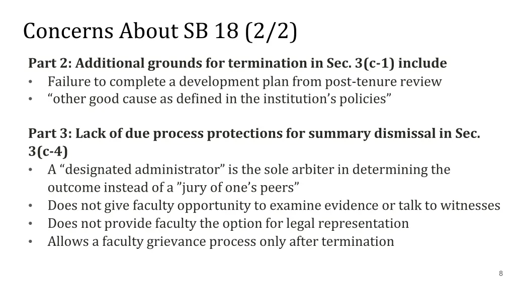 concerns about sb 18 2 2