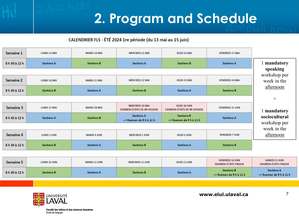 2 program and schedule