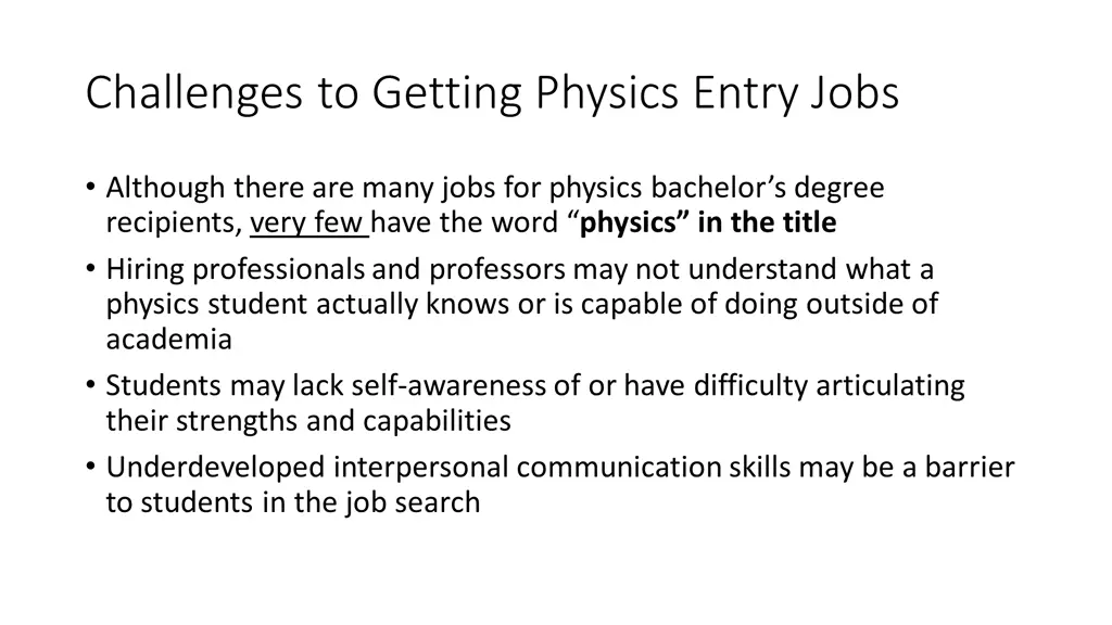 challenges to getting physics entry jobs