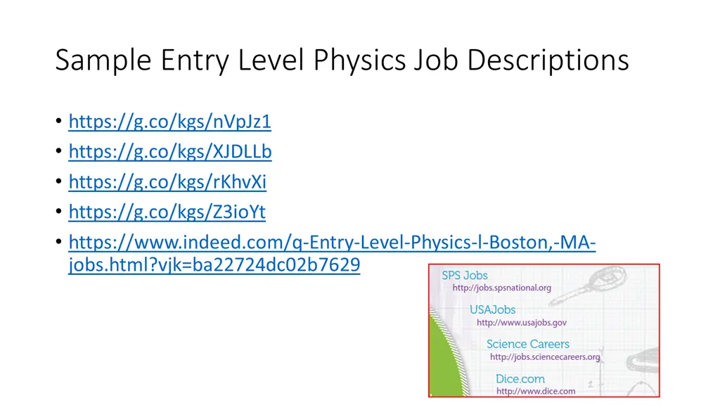 sample entry level physics job descriptions