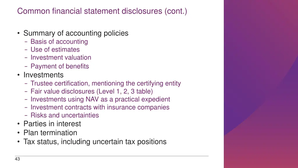 common financial statement disclosures cont