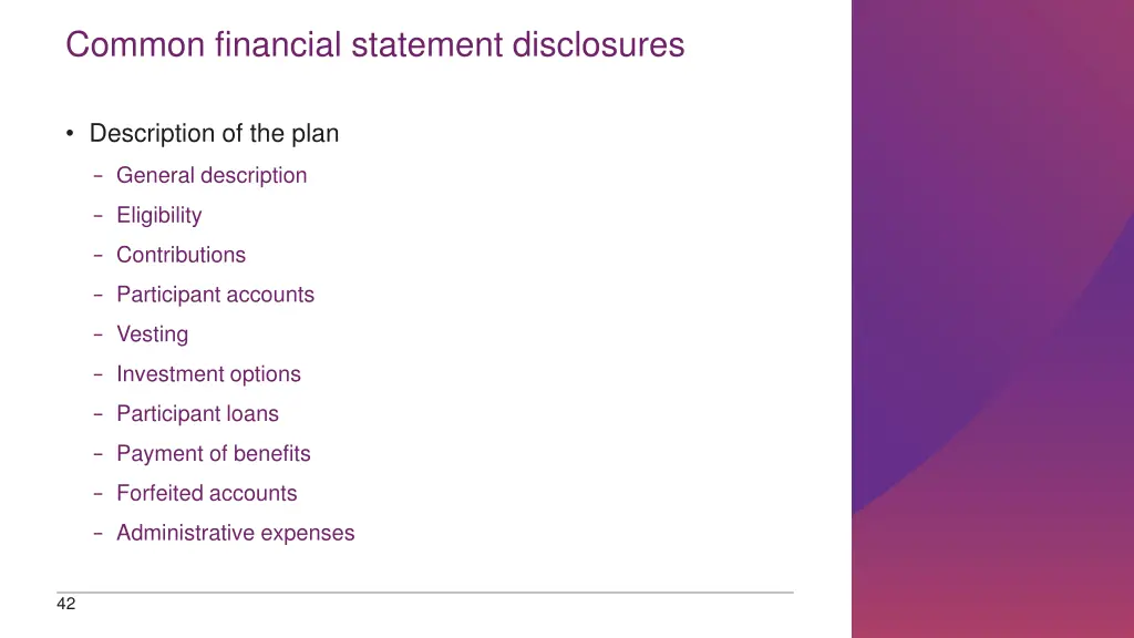 common financial statement disclosures