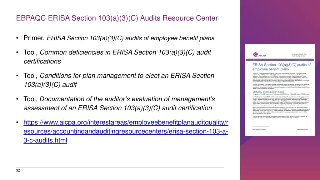 ebpaqc erisa section 103 a 3 c audits resource