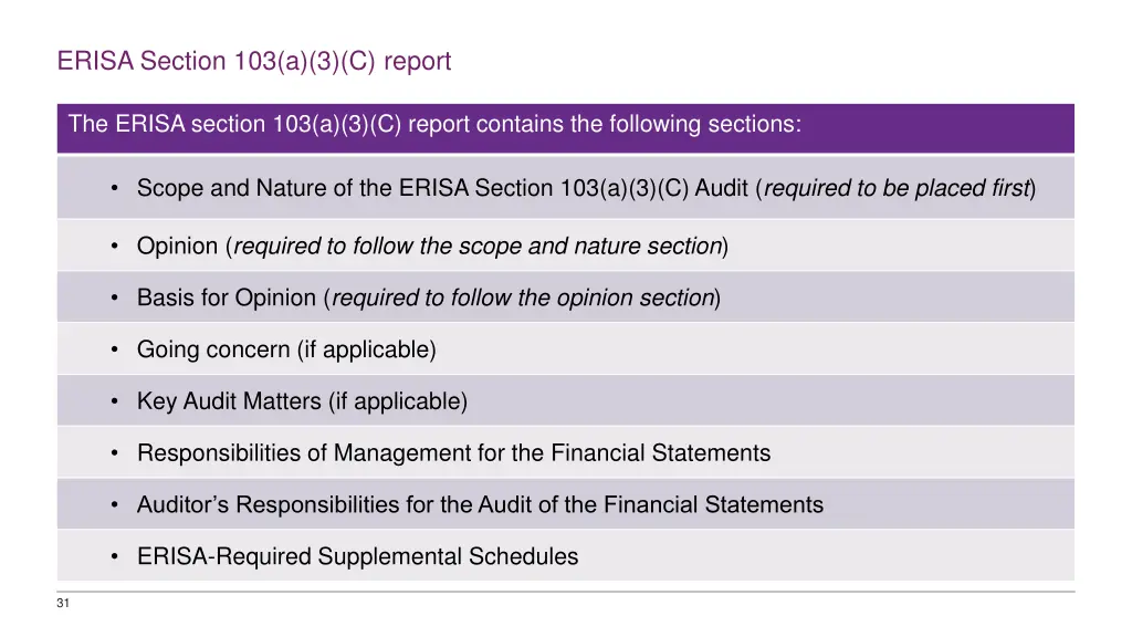 erisa section 103 a 3 c report