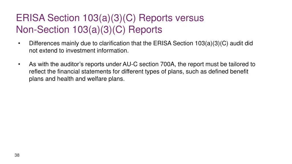 erisa section 103 a 3 c reports versus