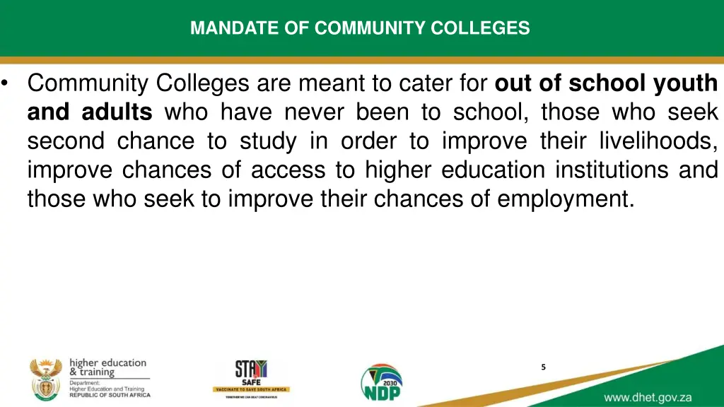 mandate of community colleges