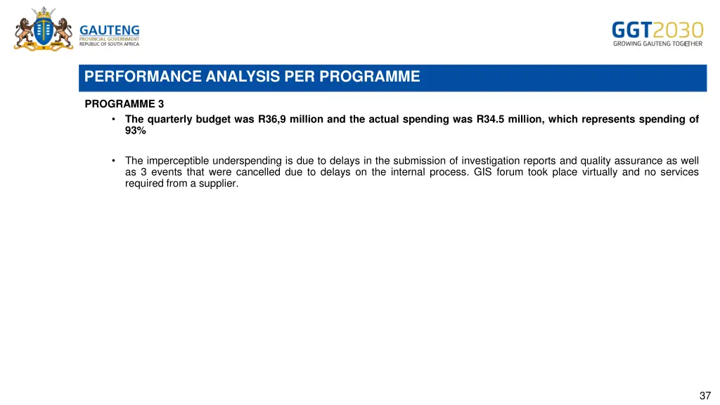 performance analysis per programme 2