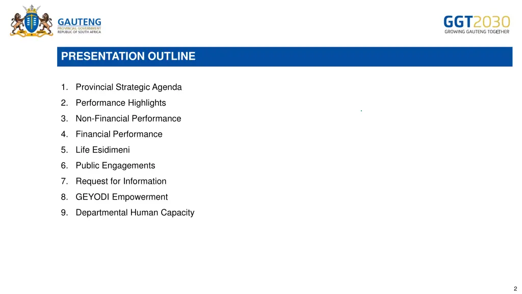 presentation outline