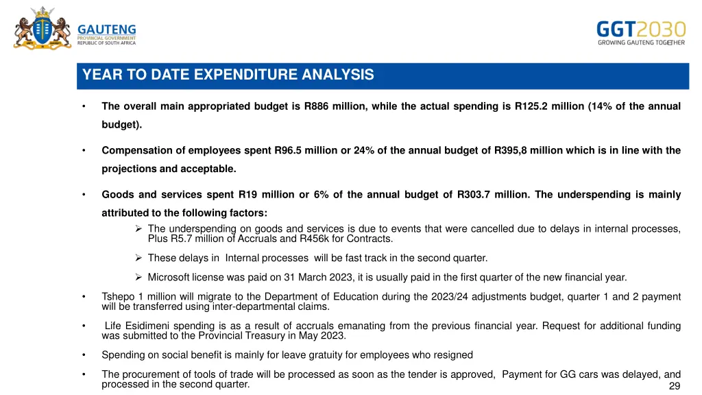 year to date expenditure analysis 1